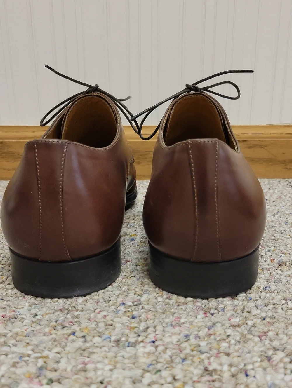 Santoni Brown Leather Lace-Up Derby Shoe Men's 11EE Office Business Quiet Luxury